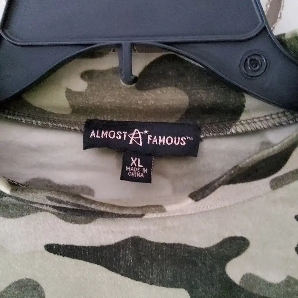 Almost Famous Juniors Soft Camo 2 Piece Tube Top & Long Sleeve Mock Crop Top